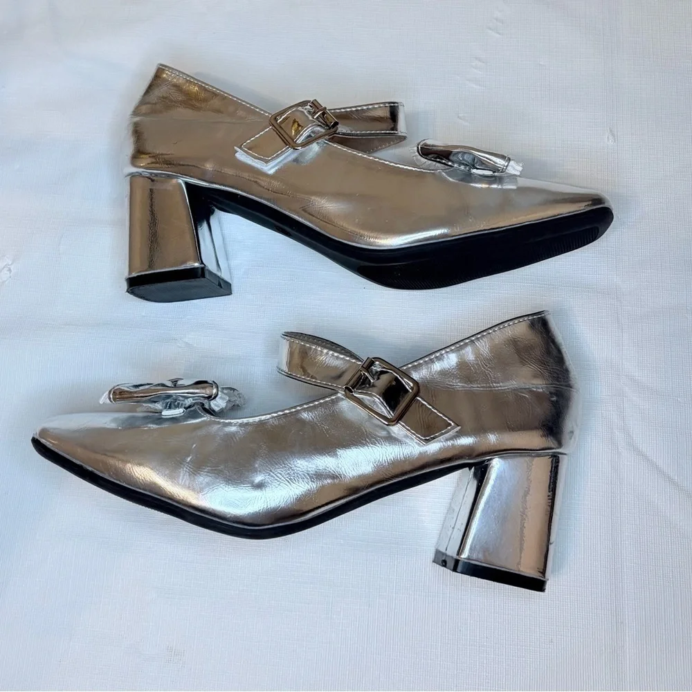Elegant Silver Bow Heels
